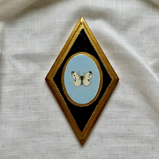 White Moth Oil Painting + Italian Plaque