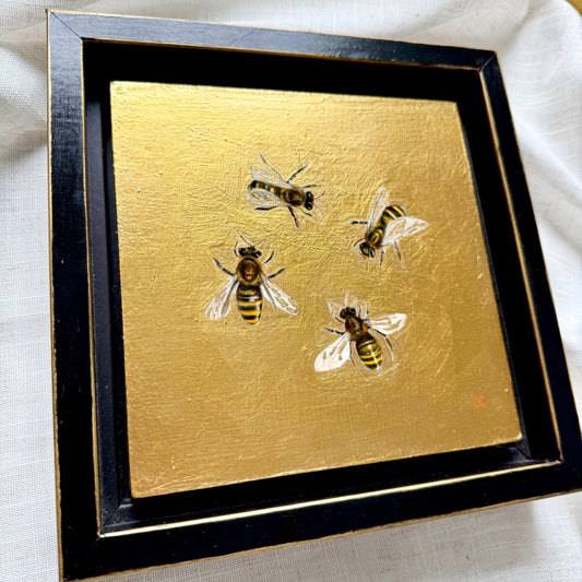Bee Dance Oil Painting + Gold Leaf
