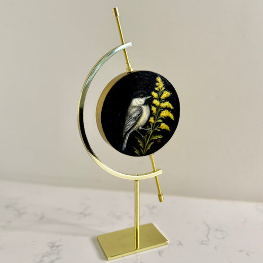 Black-capped Chickadee + Goldenrod Original Oil Painting