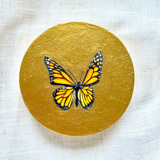 Monarch Butterfly Oil Painting + Gold Leaf