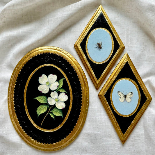 Dogwood Blossom Oil Painting on Italian Plaque