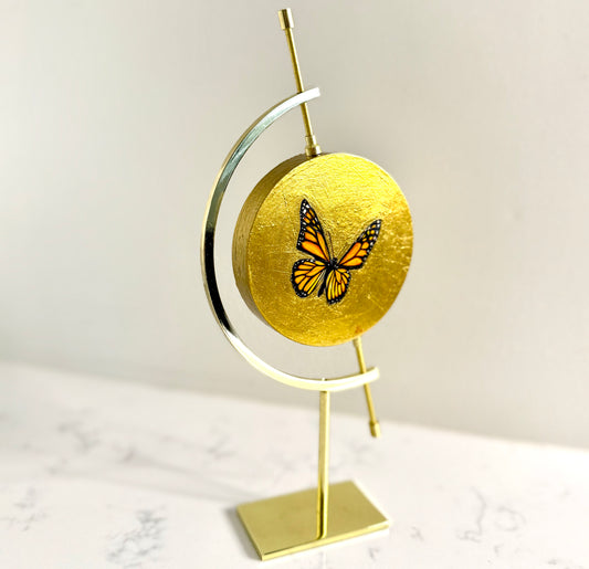 Monarch Butterfly Oil Painting + Gold Leaf