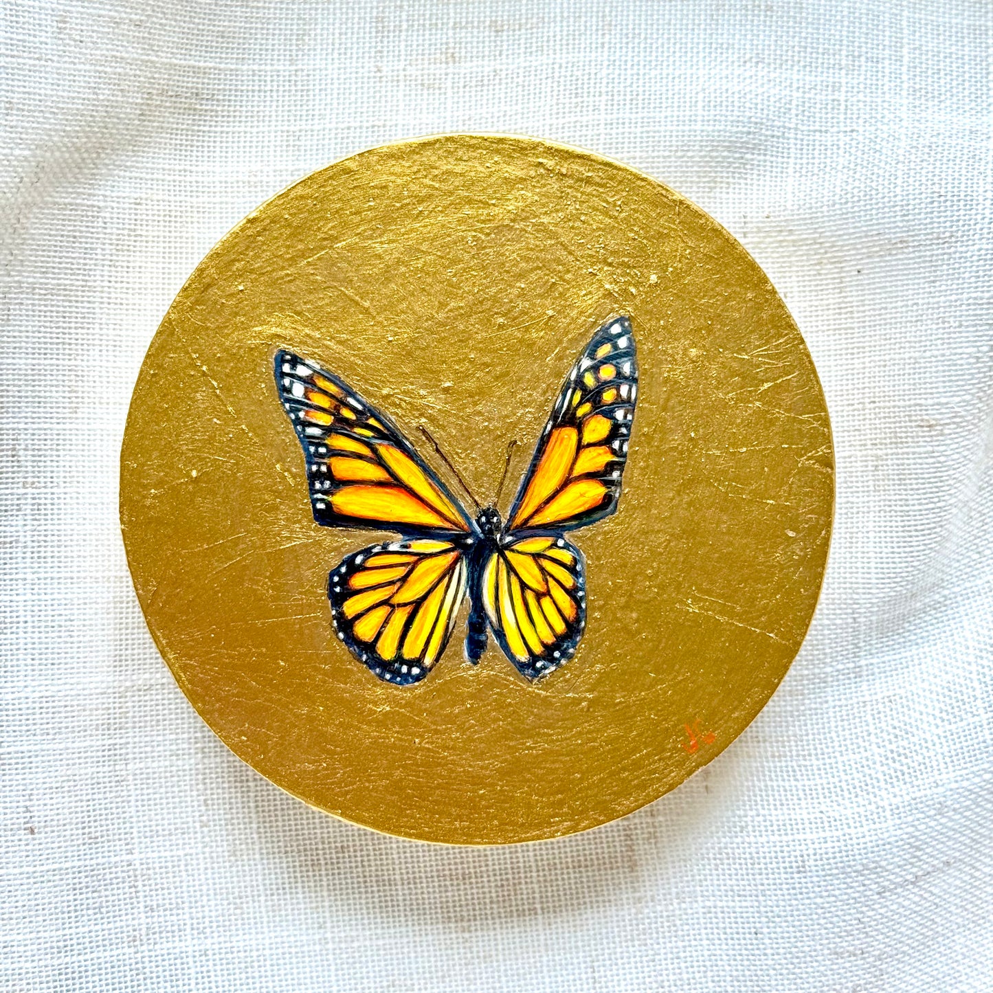 Monarch Butterfly Oil Painting + Gold Leaf