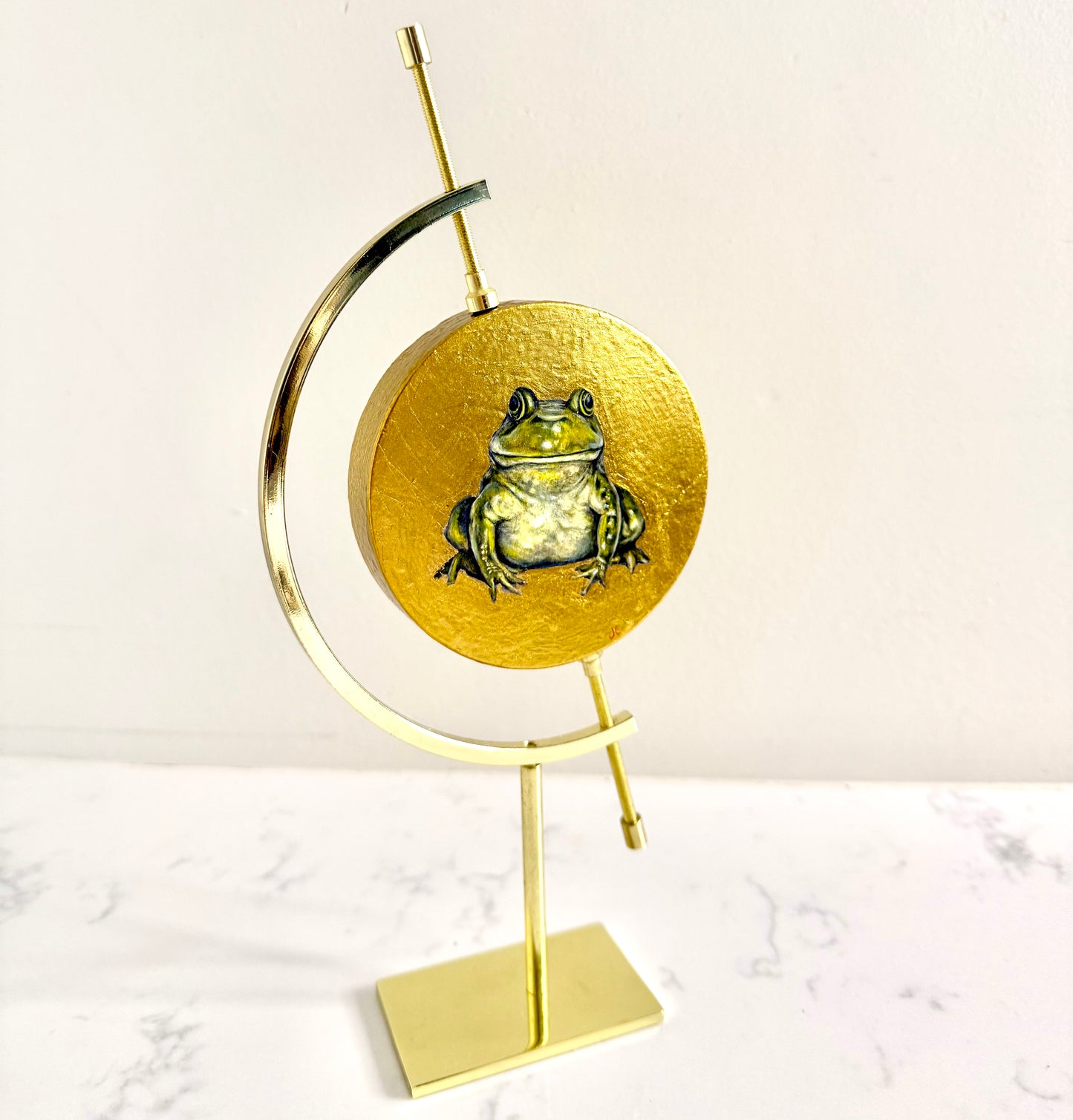 American Bullfrog Oil Painting + Gold Leaf