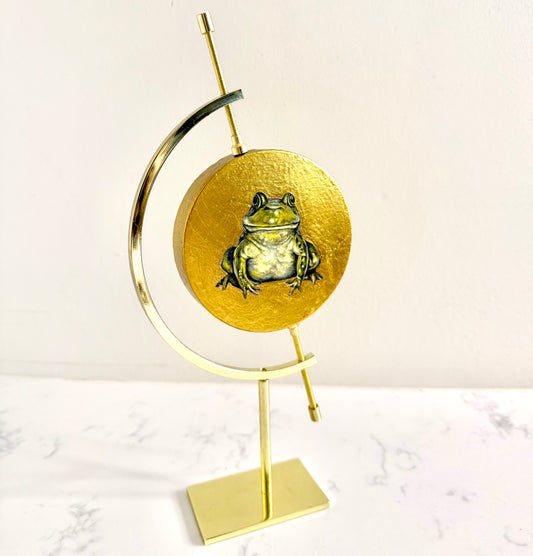 American Bullfrog Oil Painting + Gold Leaf