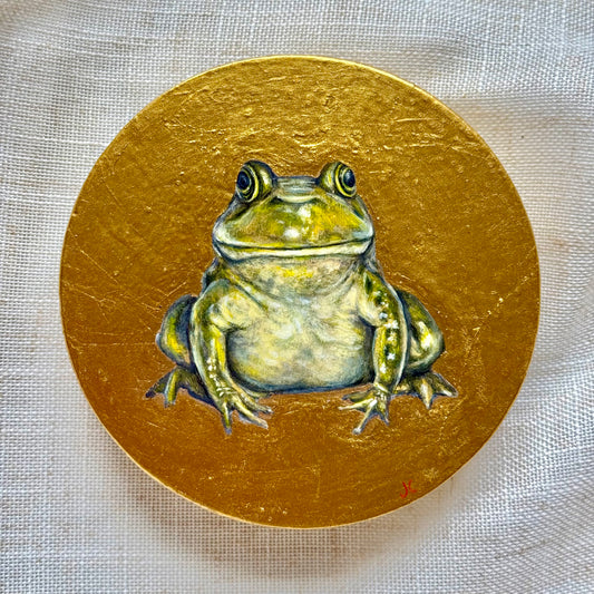 American Bullfrog Oil Painting + Gold Leaf